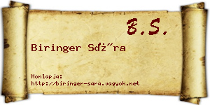 Biringer Sára névjegykártya